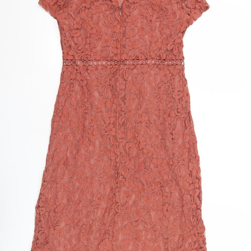 Next Women’s Brown Lace Sheath Dress Size 10 V-Neck Wedding Party