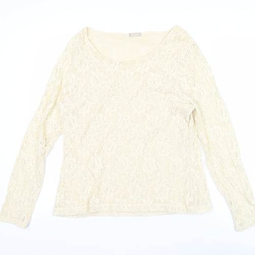 Planet Women’s Ivory Lace Long Sleeve Scoop Neck Tunic Blouse XL