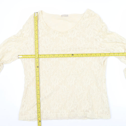 Planet Women’s Ivory Lace Long Sleeve Scoop Neck Tunic Blouse XL