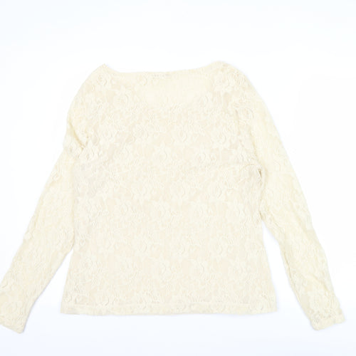 Planet Women’s Ivory Lace Long Sleeve Scoop Neck Tunic Blouse XL