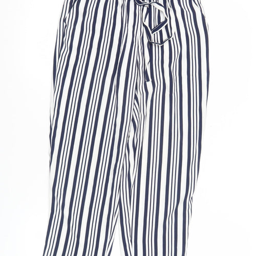 Zara Women’s XS Blue Striped Jogger Trousers Elastic Waist