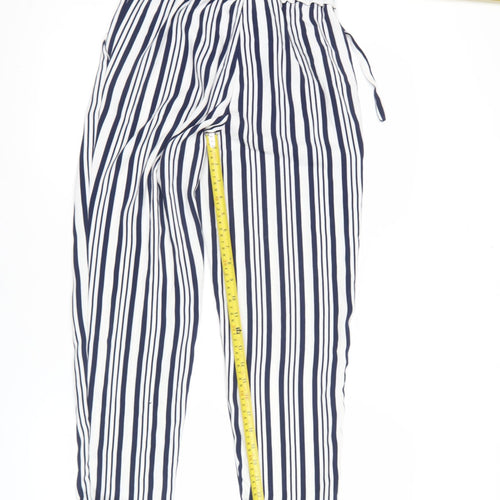 Zara Women’s XS Blue Striped Jogger Trousers Elastic Waist