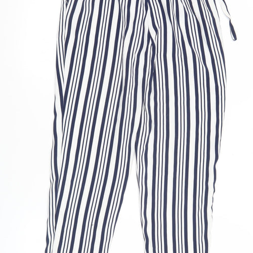 Zara Women’s XS Blue Striped Jogger Trousers Elastic Waist