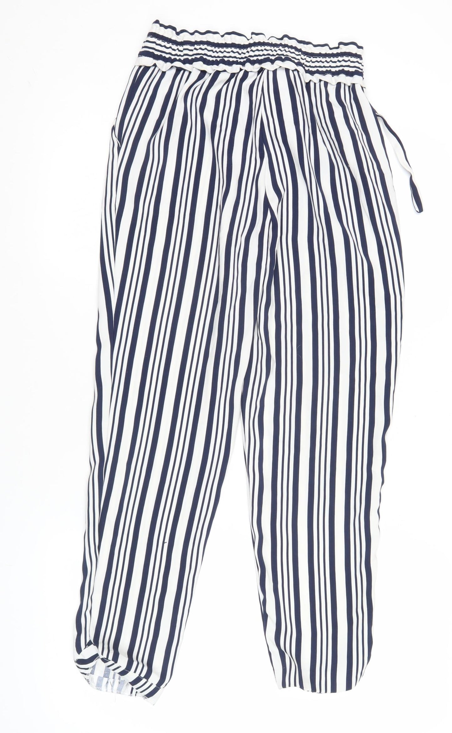 Zara Women’s XS Blue Striped Jogger Trousers Elastic Waist