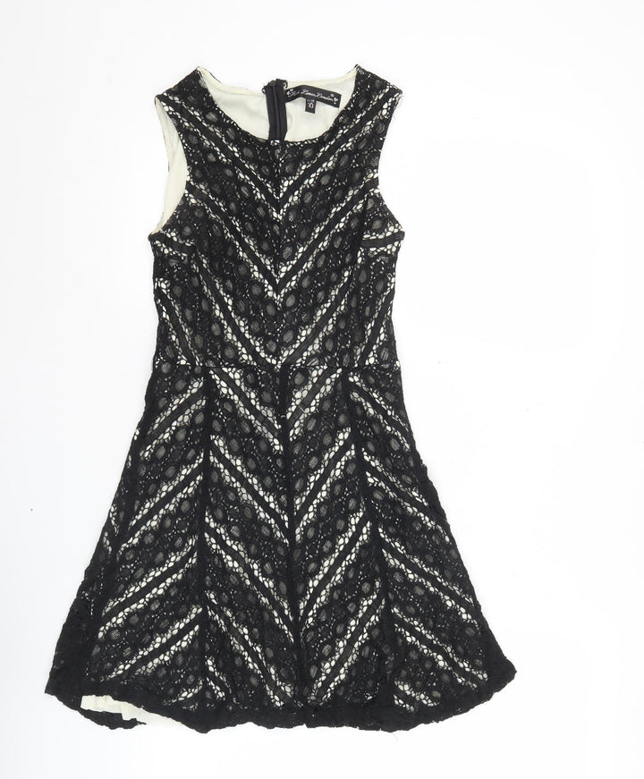 Fiole Loves London Womens Black Size 10 Lace A-Line Cocktail Dress