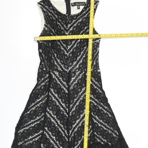 Fiole Loves London Womens Black Size 10 Lace A-Line Cocktail Dress