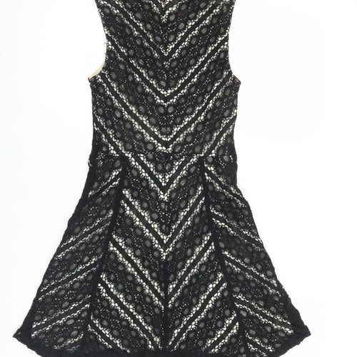 Fiole Loves London Womens Black Size 10 Lace A-Line Cocktail Dress