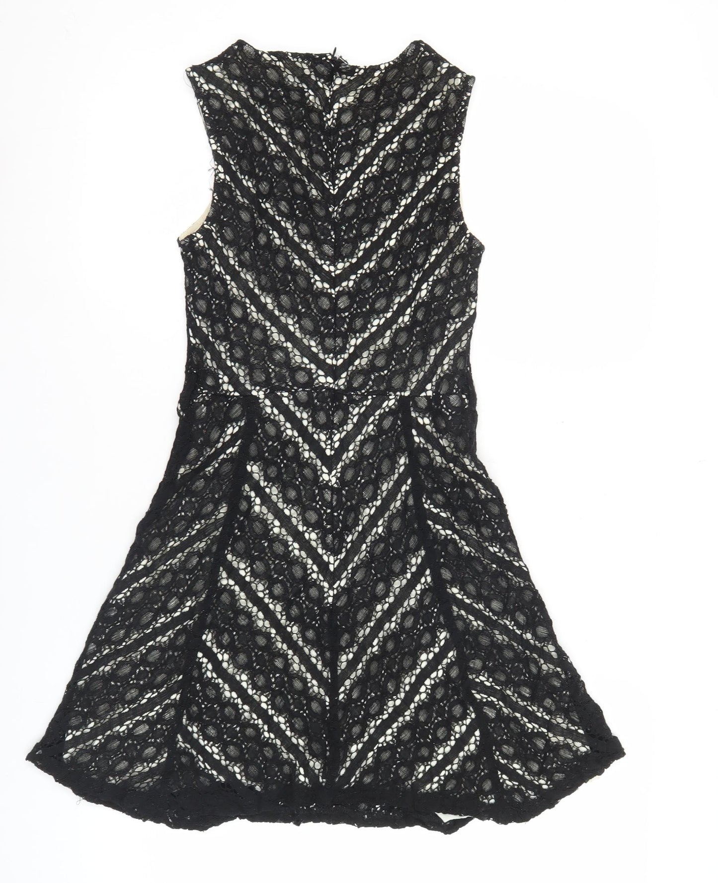 Fiole Loves London Womens Black Size 10 Lace A-Line Cocktail Dress