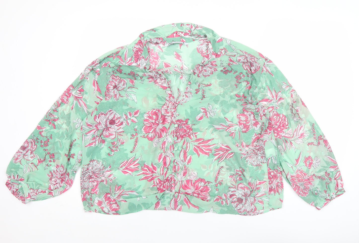 Zara Women’s Multicoloured Floral Chiffon Blouse Size L
