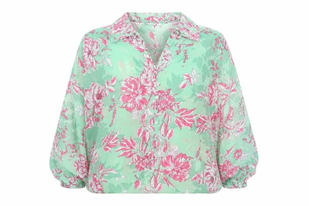 Front view of Zara Women’s Multicoloured Floral Chiffon Blouse, size L