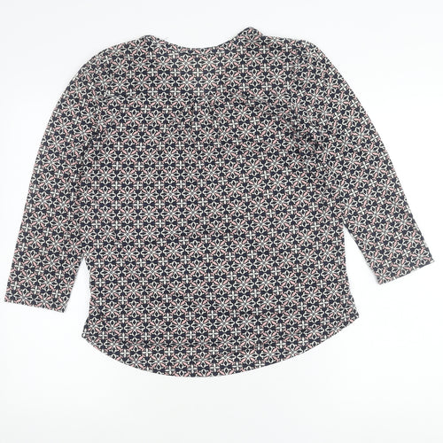 H&M Womens Multicoloured Tunic Blouse Size S Geometric V-Neck 3/4 Sleeve