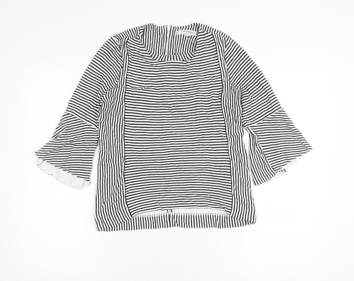 L.K.Bennett Women Black White Striped Tunic Blouse M