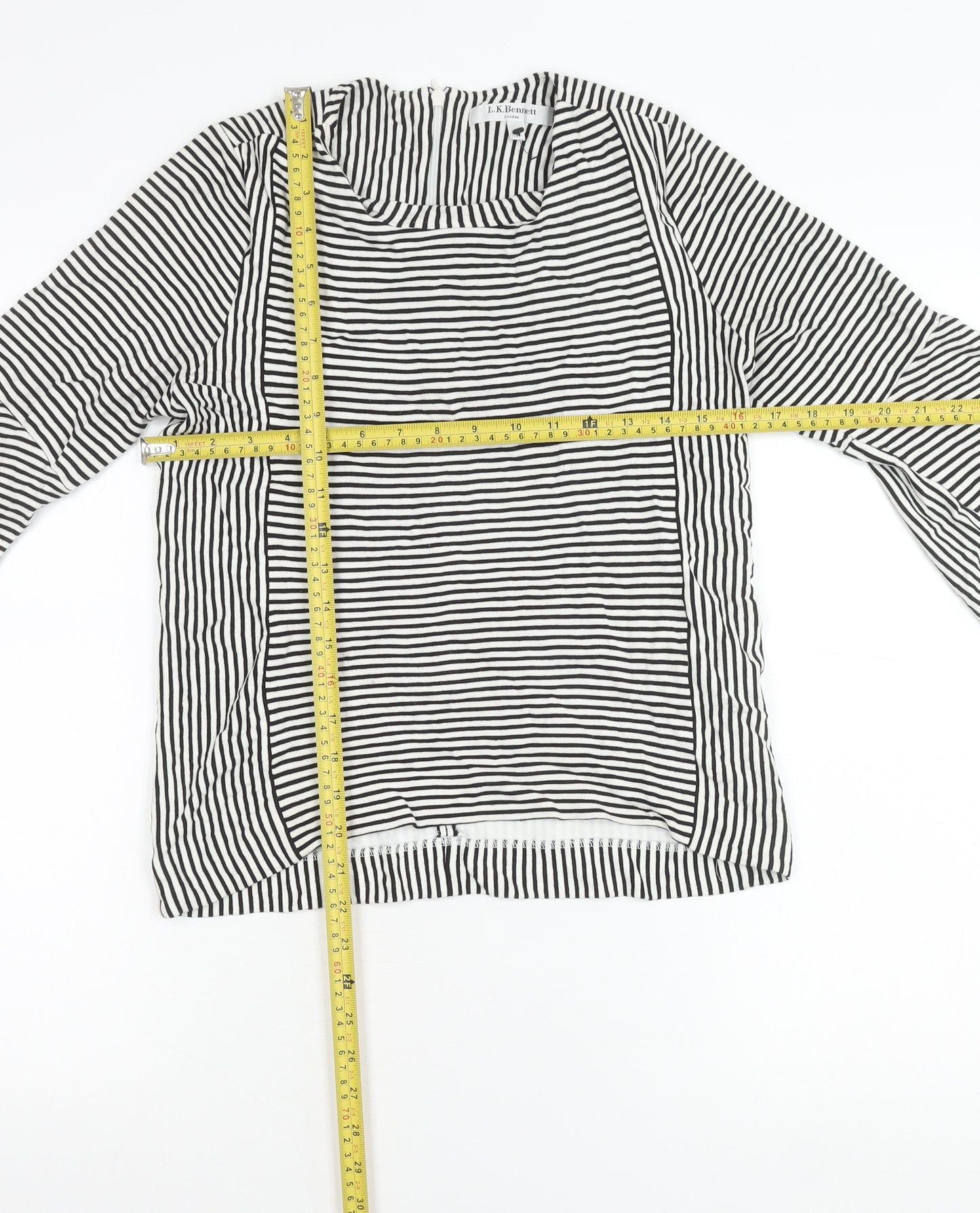 L.K.Bennett Women Black White Striped Tunic Blouse M