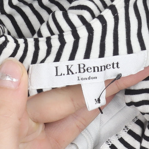 L.K.Bennett Women Black White Striped Tunic Blouse M