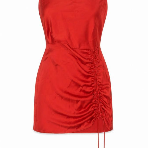 Zara Women Red Size 12 Slip Dress Sleeveless Short Ruched Partywear