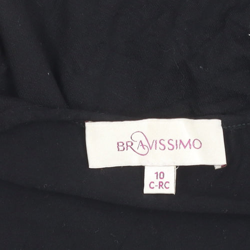 Bravissimo Womens Black Wrap Blouse Size 10 Long Sleeve Sequin Party Top