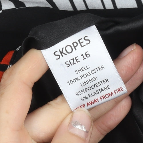 Skopes Women’s Black Red White Geometric Sheath Dress Size 16