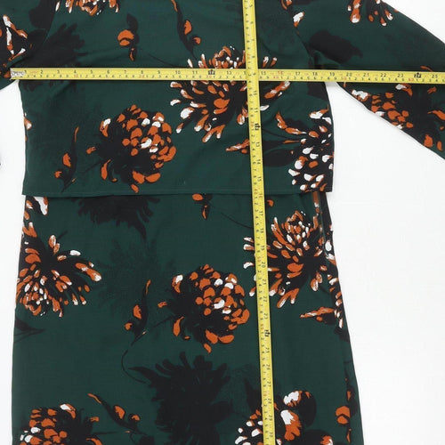 Mamalicious Women Green Floral Shift Maternity Dress Size M 3/4 Sleeve