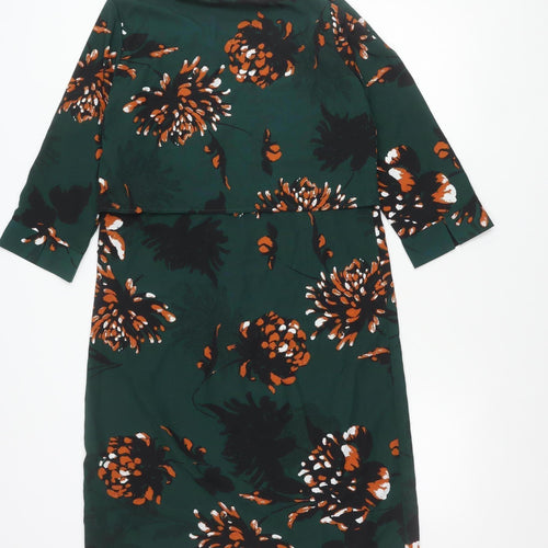 Mamalicious Women Green Floral Shift Maternity Dress Size M 3/4 Sleeve