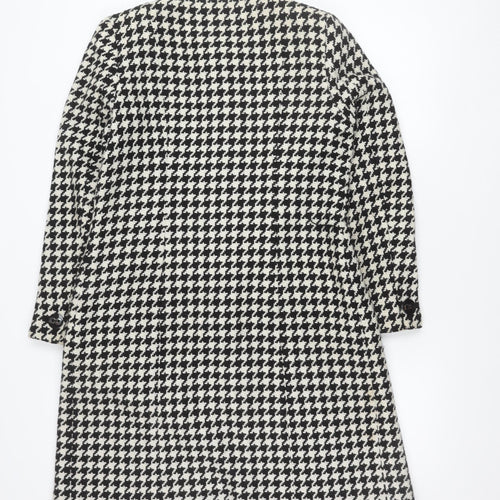 Marks and Spencer Women’s Black White Houndstooth Wool Blend Mid-Length Coat Size 10
