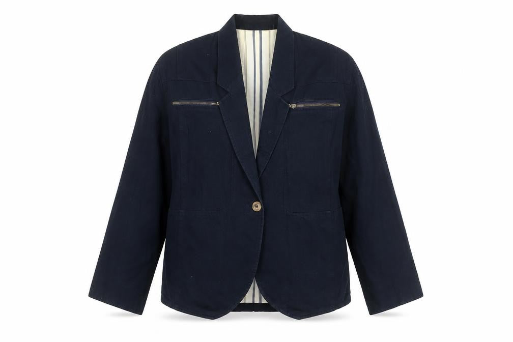 Front view of Additions Women's Blue, size 12, Cotton Single-Breasted Blazer Jacket