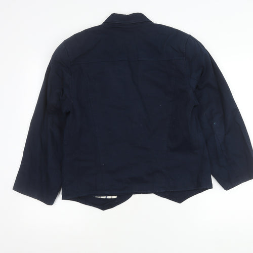 Additions Women's Blue Size 12 Cotton Single-Breasted Blazer Jacket