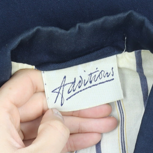 Additions Women's Blue Size 12 Cotton Single-Breasted Blazer Jacket