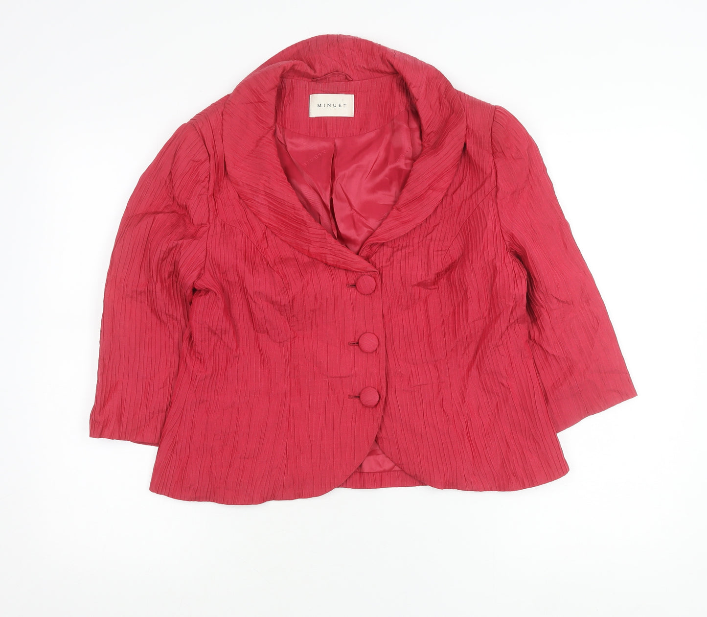 Minuet Women’s Red Textured Shawl Collar Blazer UK 12