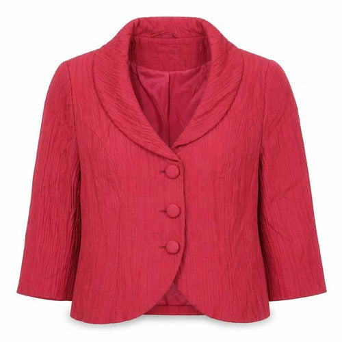 Minuet Women’s Red Textured Shawl Collar Blazer UK 12