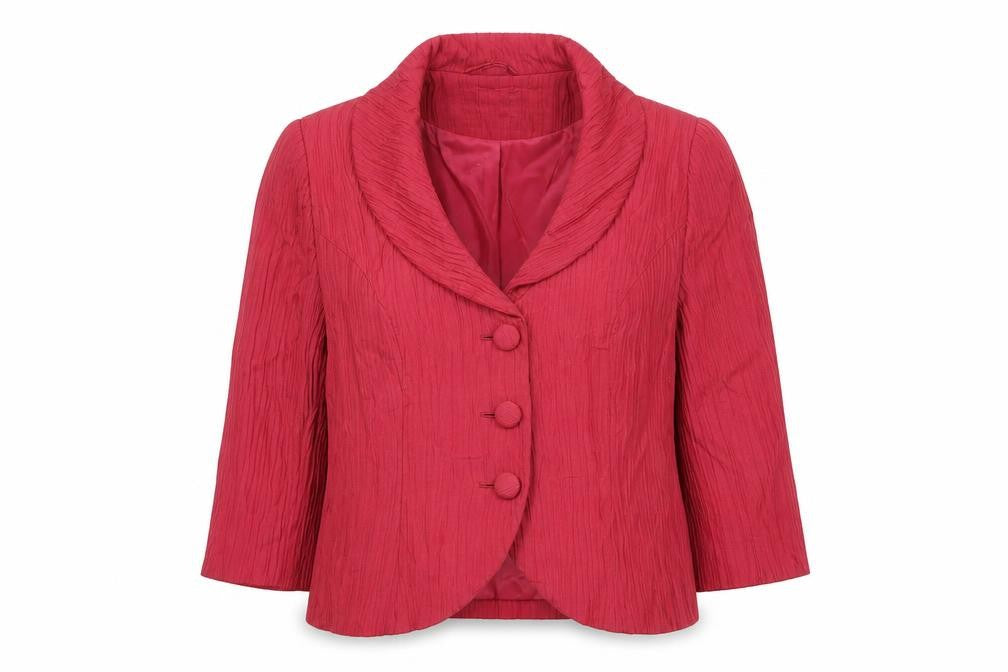 Minuet Women’s Red Textured Shawl Collar Blazer UK 12