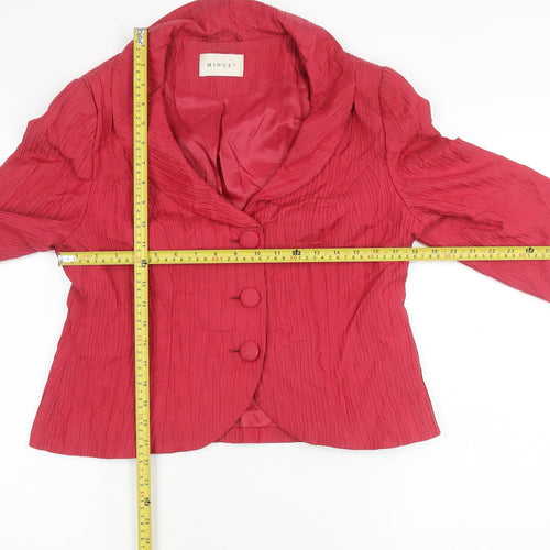 Minuet Women’s Red Textured Shawl Collar Blazer UK 12
