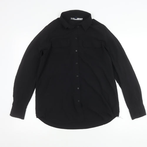 French Connection Womens Black Size 8 Button-Up Long Sleeve Shirt