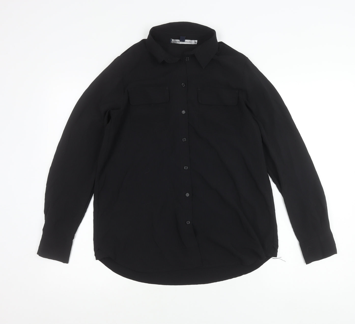 French Connection Womens Black Size 8 Button-Up Long Sleeve Shirt