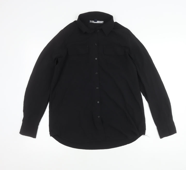 French Connection Womens Black Size 8 Button-Up Long Sleeve Shirt