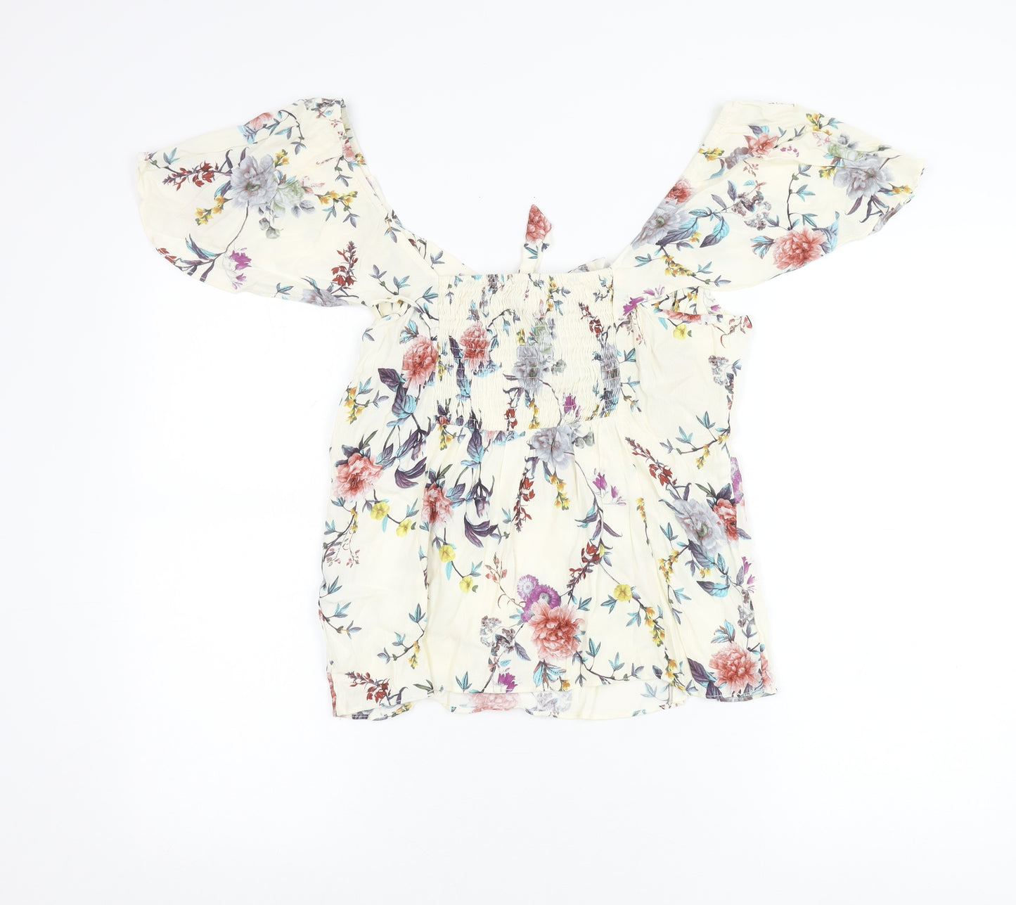 Oasis Women’s Multicoloured Floral Off Shoulder Peasant Blouse Size 14