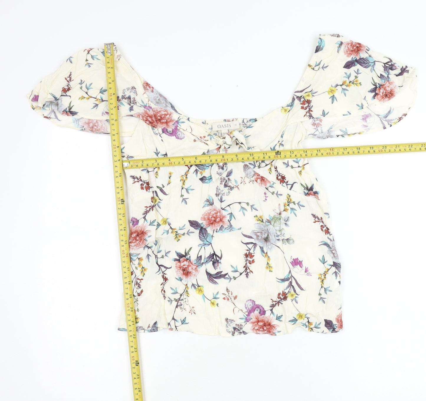 Oasis Women’s Multicoloured Floral Off Shoulder Peasant Blouse Size 14