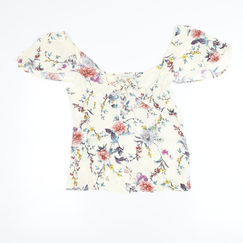 Oasis Women’s Multicoloured Floral Off Shoulder Peasant Blouse Size 14