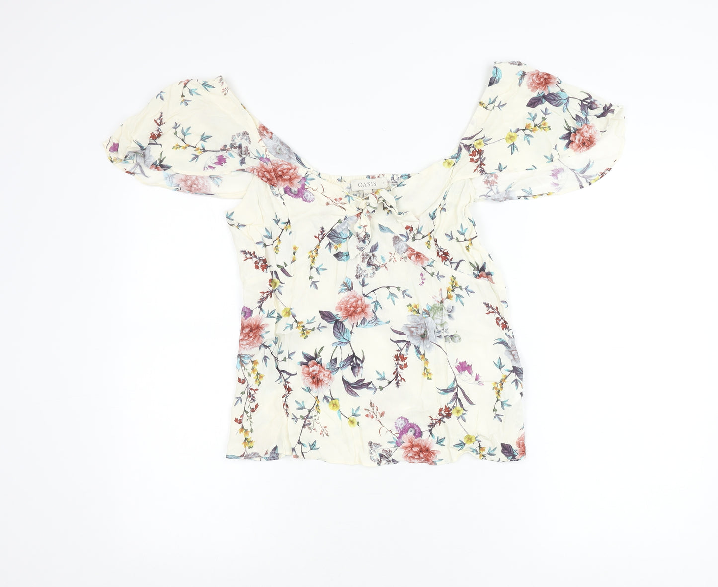 Oasis Women’s Multicoloured Floral Off Shoulder Peasant Blouse Size 14