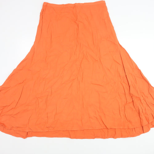 COS Womens Orange Long A-Line Viscose Skirt Size 14