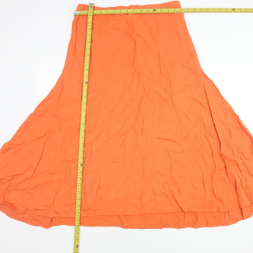 COS Womens Orange Long A-Line Viscose Skirt Size 14