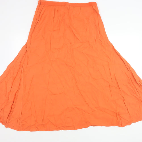 COS Womens Orange Long A-Line Viscose Skirt Size 14
