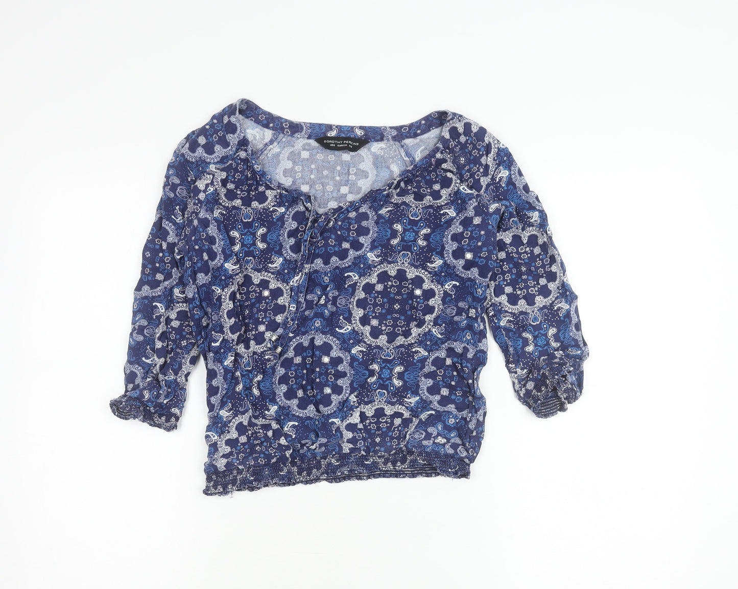 Dorothy Perkins Womens Blue Paisley Tunic Blouse Size 6 Viscose