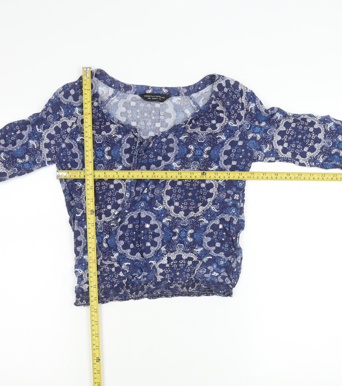 Dorothy Perkins Womens Blue Paisley Tunic Blouse Size 6 Viscose