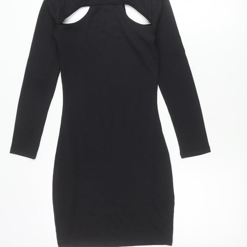 H&M Divided Women’s Black XS Bodycon Mini Dress Long Sleeve Cut Out