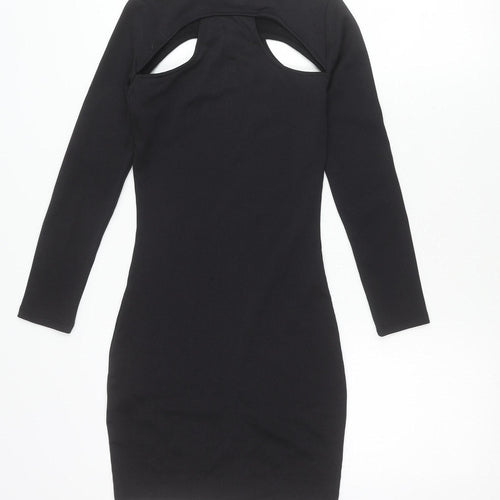 H&M Divided Women’s Black XS Bodycon Mini Dress Long Sleeve Cut Out