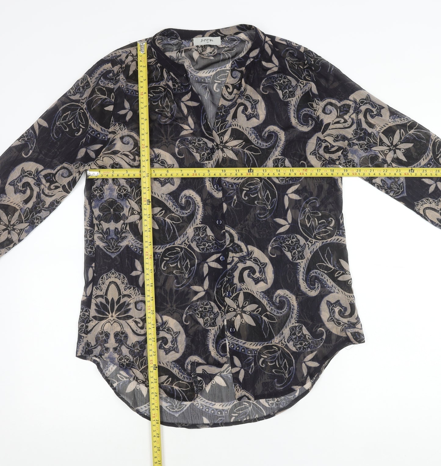 Soon Womens Multicoloured Paisley Tunic Blouse Size 10