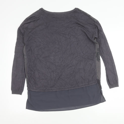 Marks and Spencer Per Una Women's Grey Floral Tunic Blouse UK 10 Long Sleeve