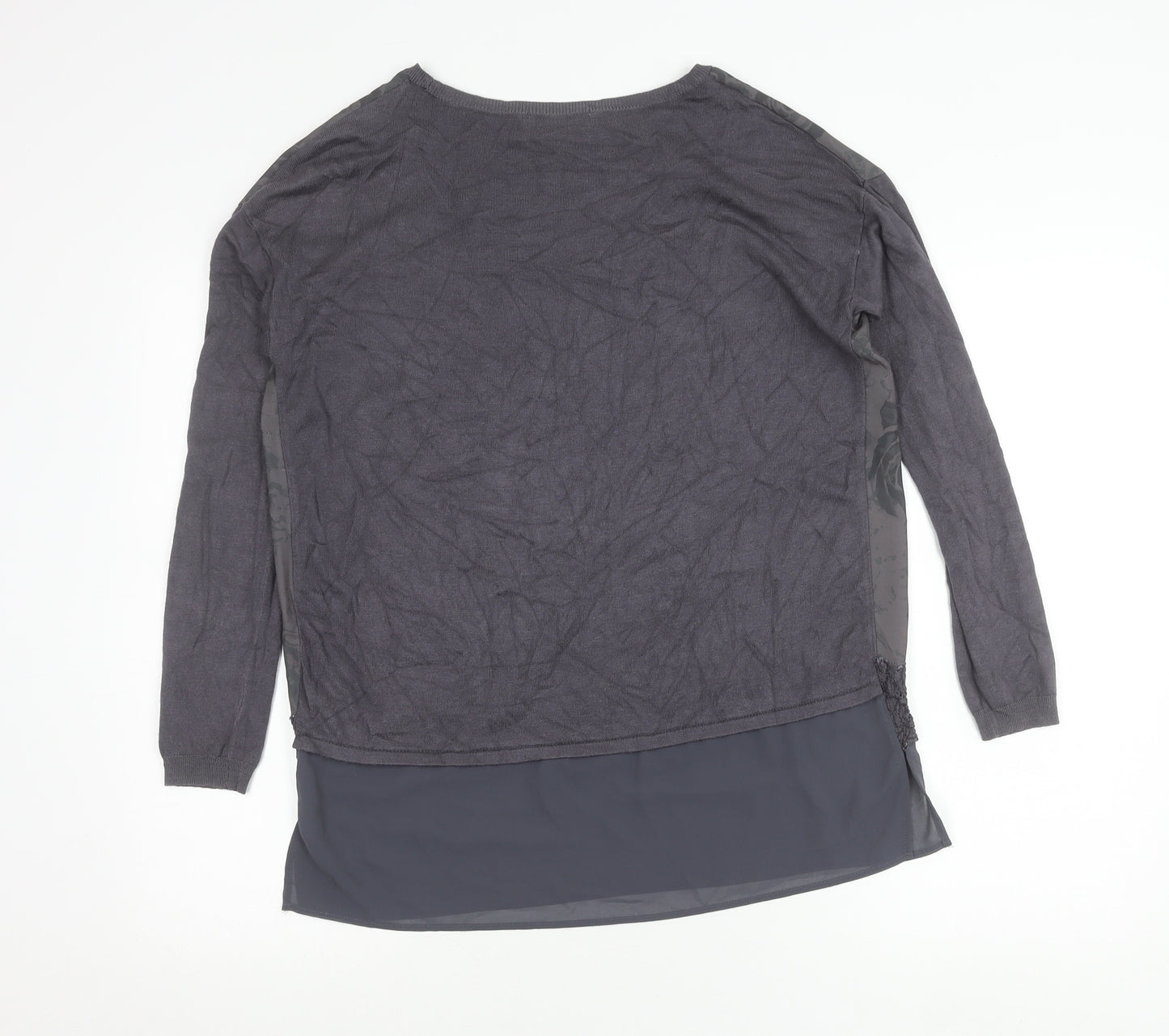 Marks and Spencer Per Una Women's Grey Floral Tunic Blouse UK 10 Long Sleeve