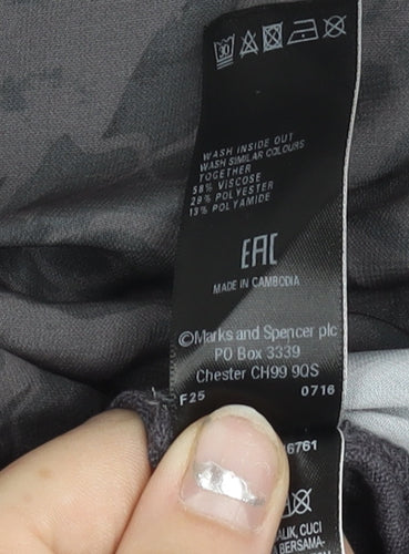 Marks and Spencer Per Una Women's Grey Floral Tunic Blouse UK 10 Long Sleeve