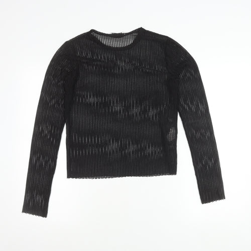 Zara Trafaluc Women’s Black Mesh Long Sleeve Blouse Size 10